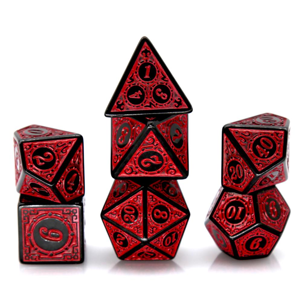 Board Game Pandemic - 7 adet siyah kırmızı akrilik çokyüzlü
